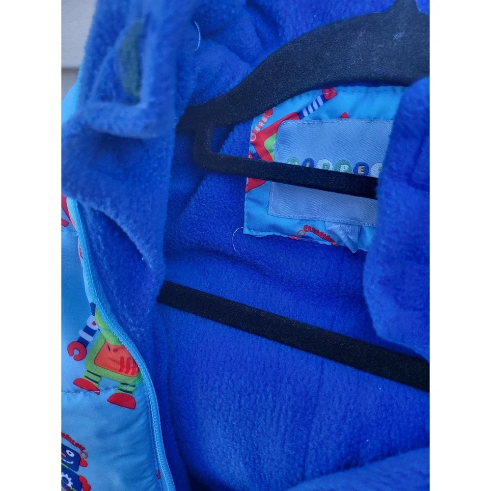 Wippette Kids Snowsuit 3/6 Months Long Sleeve Zipper Front Robots 1 Piece